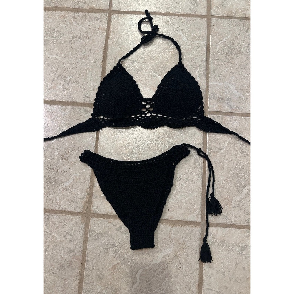 Crochet black bikini